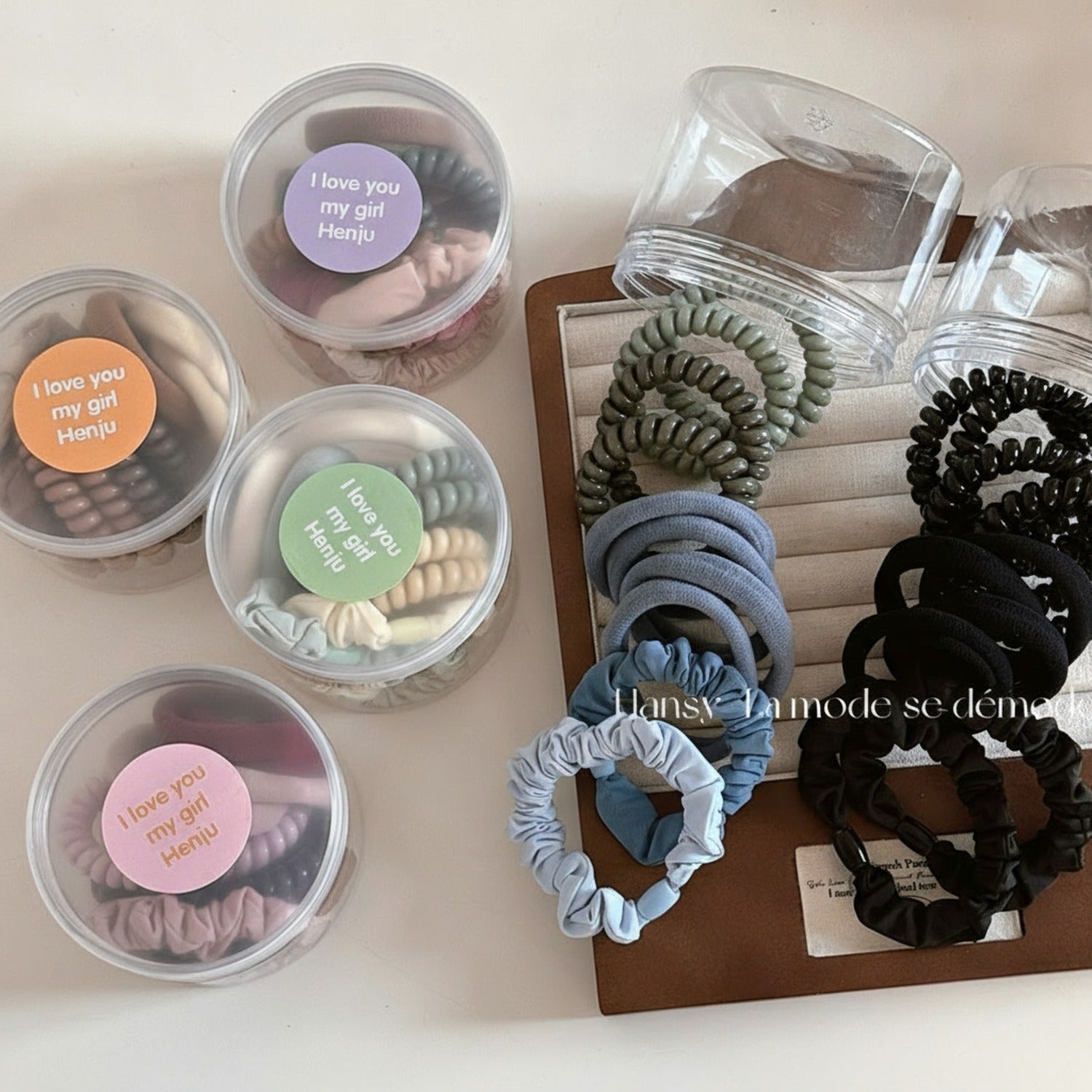 Spiral Hair Ties Scrunchies Set With Storage Case