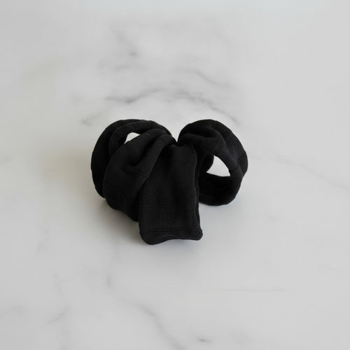 Black Ribbed Knit Hair Tie Set