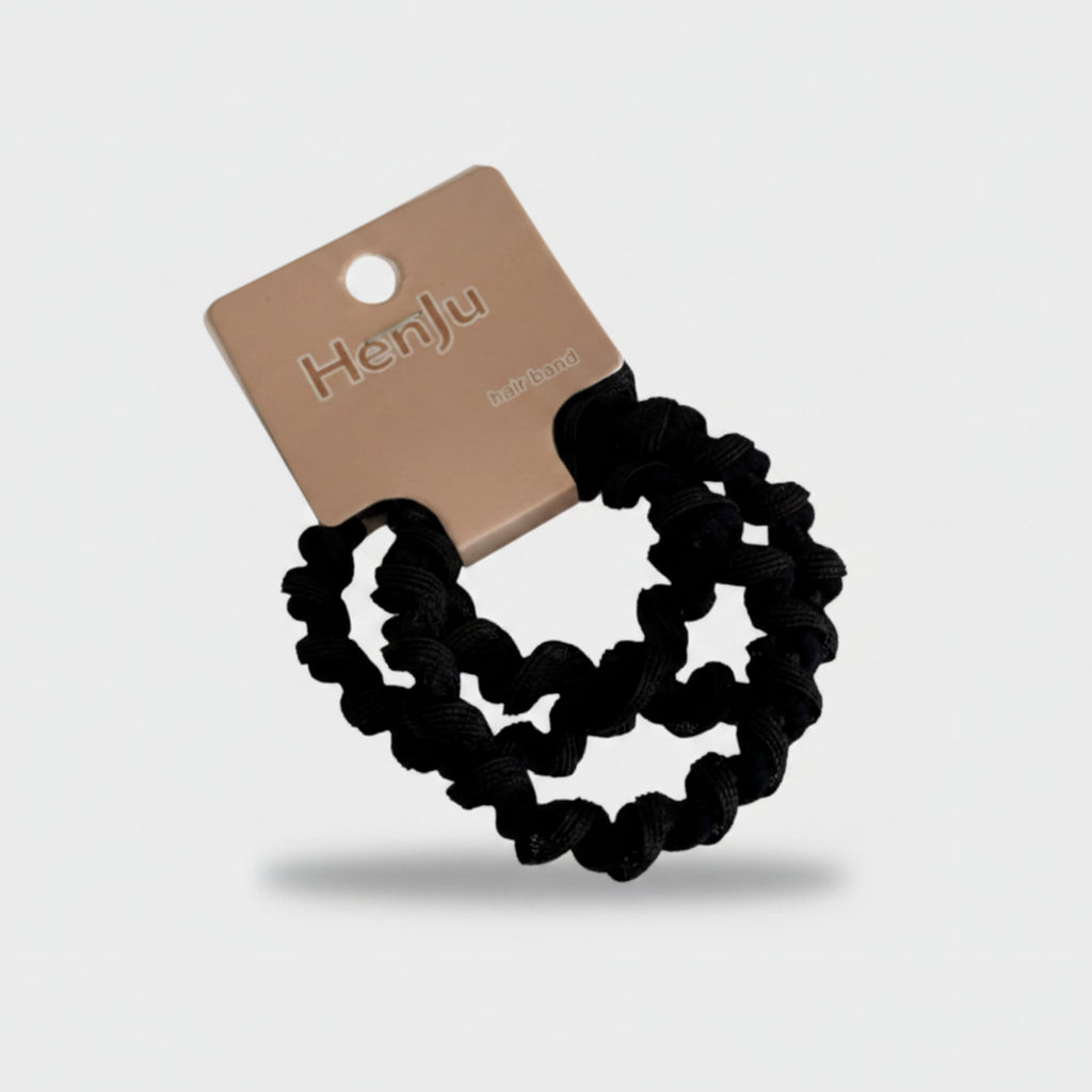 Black Textured Scrunchie Hair Tie Set