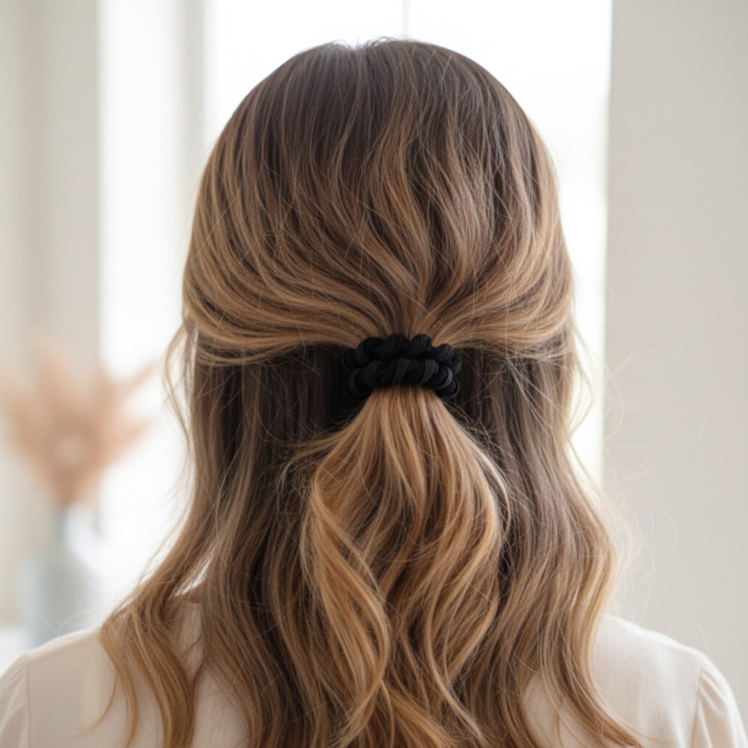 Black Textured Scrunchie Hair Tie Set