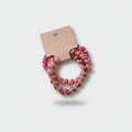 Textured Ruched Scrunchie Set In Mauve Pink