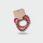 Textured Ruched Scrunchie Set In Mauve Pink