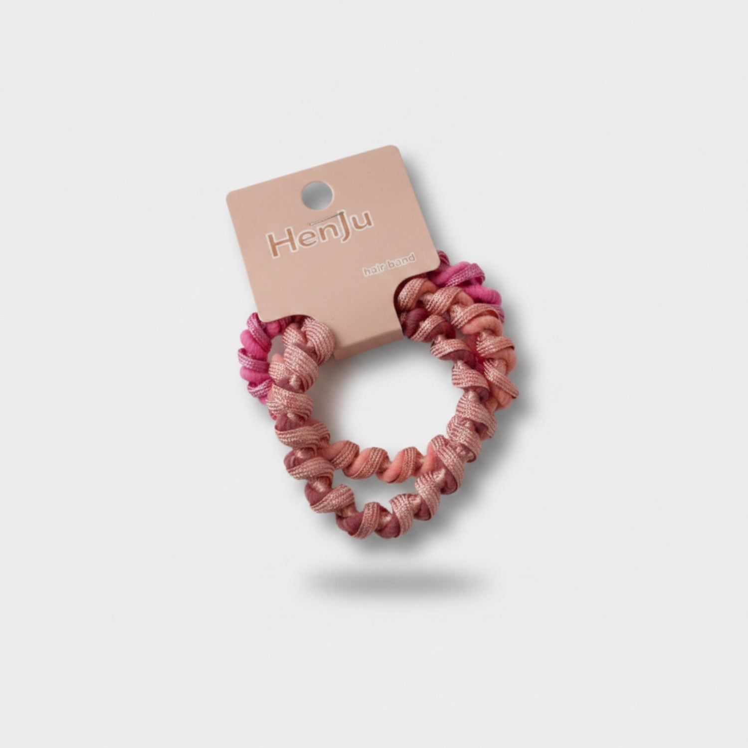 Textured Ruched Scrunchie Set In Mauve Pink