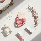 Textured Ruched Scrunchie Set In Mauve Pink – hair accessories (view 2)
