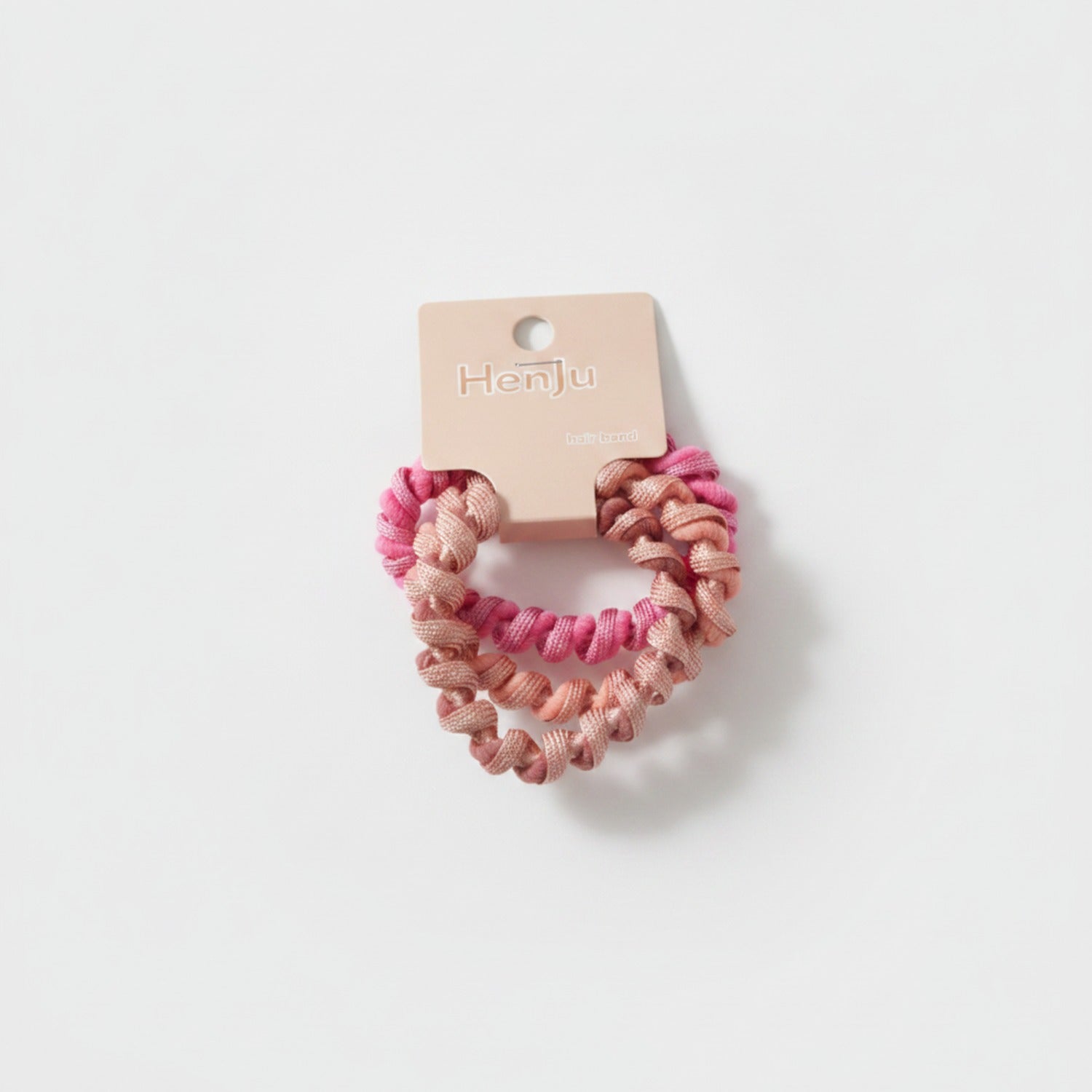 Textured Ruched Scrunchie Set In Mauve Pink