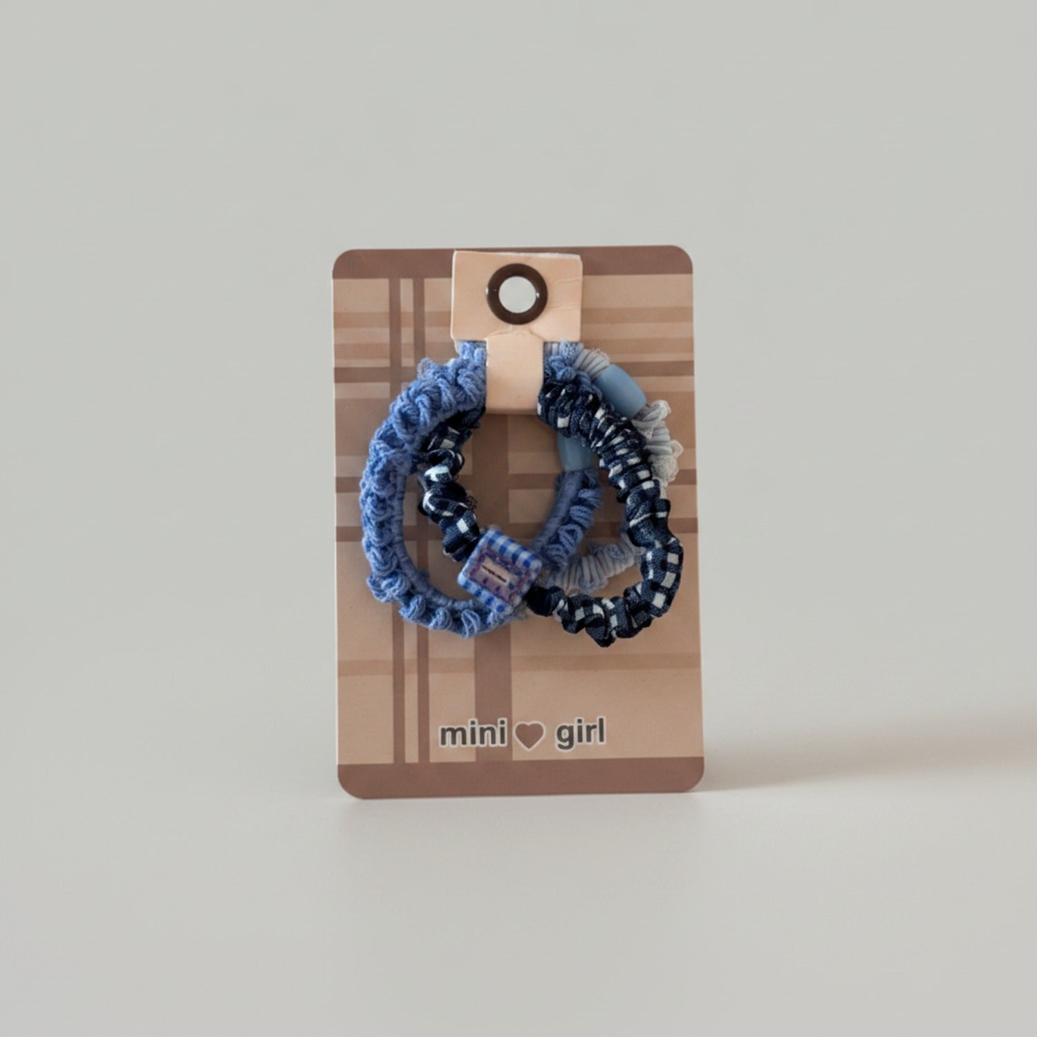 Blue & Black Textured Scrunchie Set with Ruched Detail
