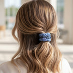 Blue & Black Textured Scrunchie Set with Ruched Detail