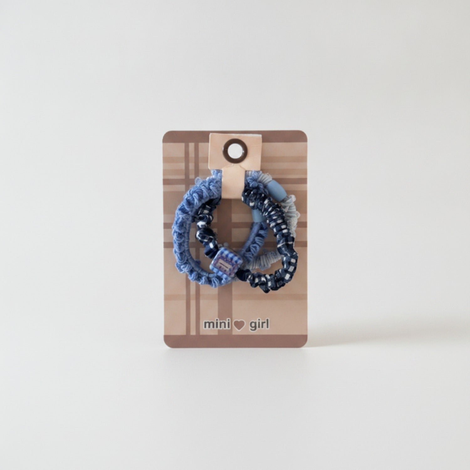 Blue & Black Textured Scrunchie Set with Ruched Detail