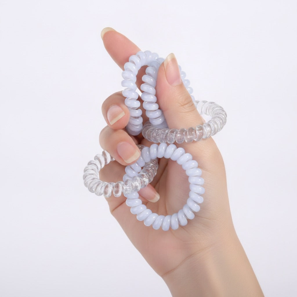 Lavender Spiral Coil Hair Ties Set – hair accessories (view 3)