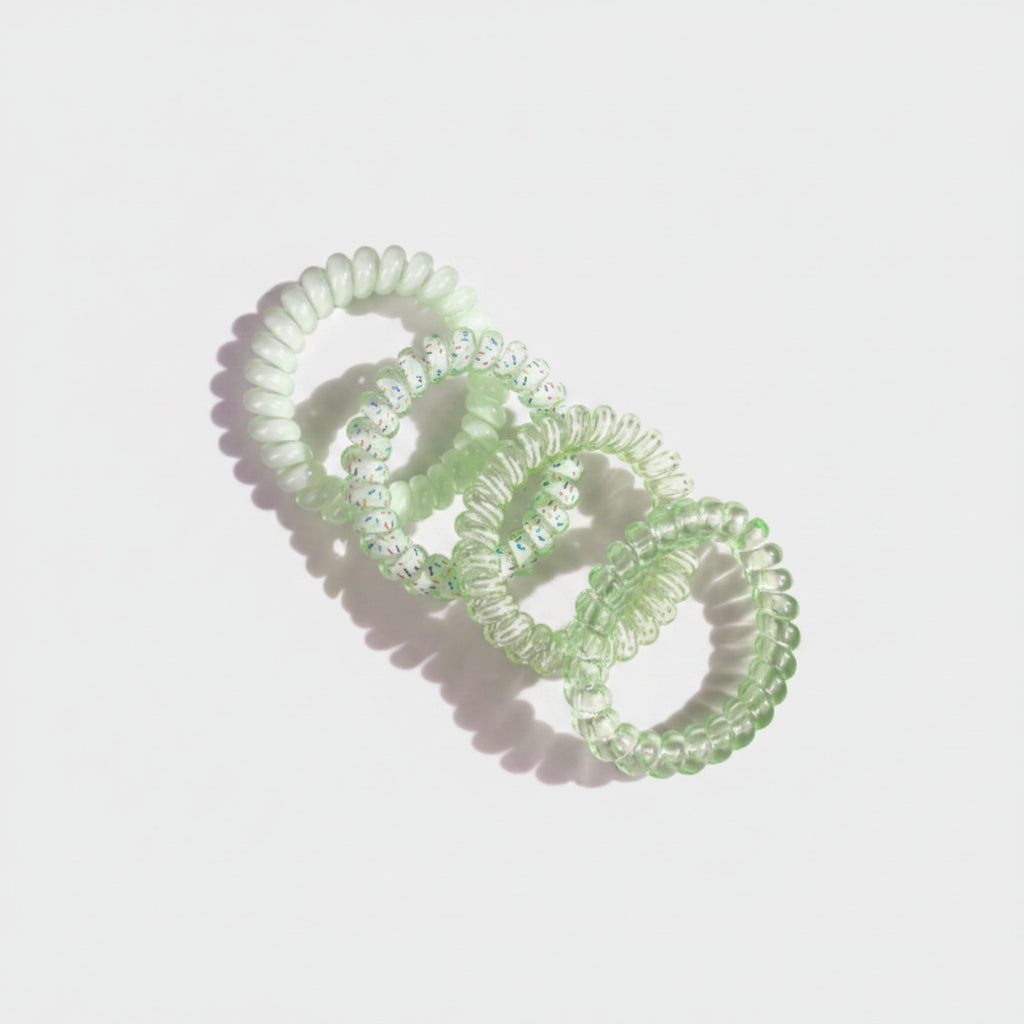 Spiral Hair Coils Rhinestone Mint Green Set