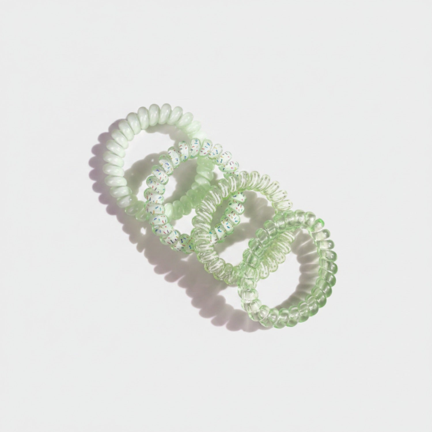 Spiral Hair Coils Rhinestone Mint Green Set