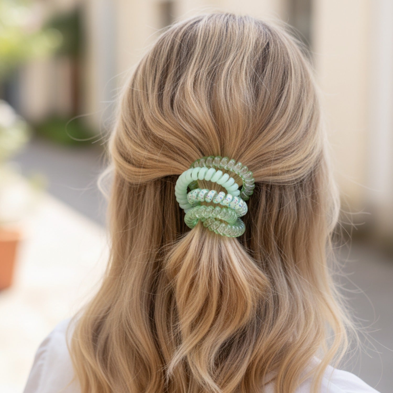 Spiral Hair Coils Rhinestone Mint Green Set