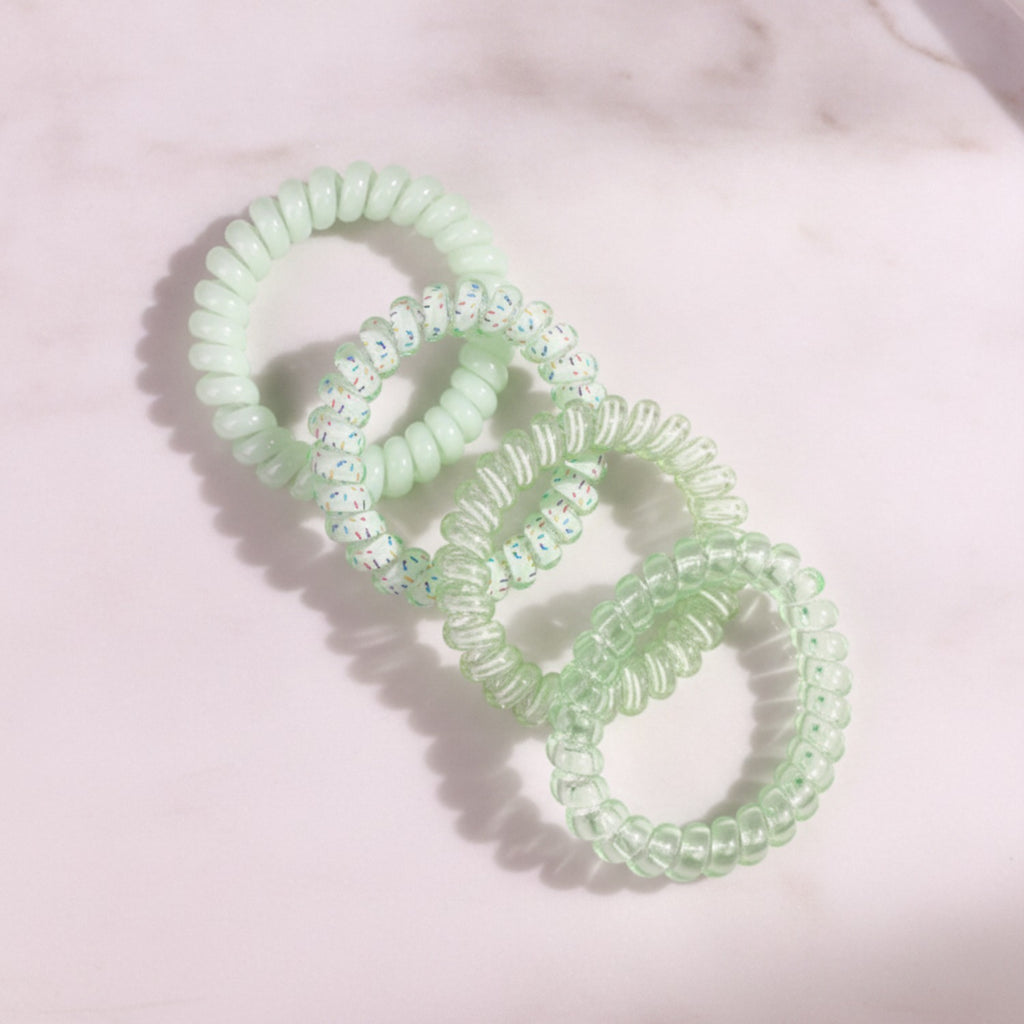 Spiral Hair Coils Rhinestone Mint Green Set – hair accessories (view 2)