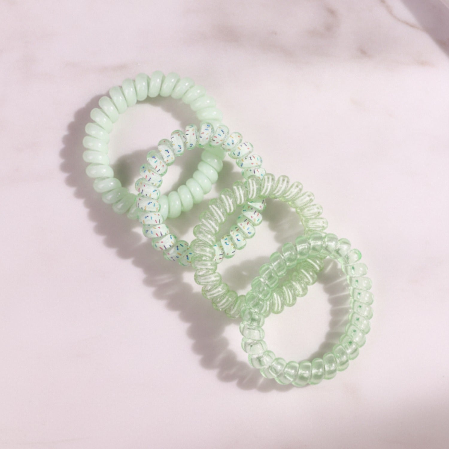 Spiral Hair Coils Rhinestone Mint Green Set