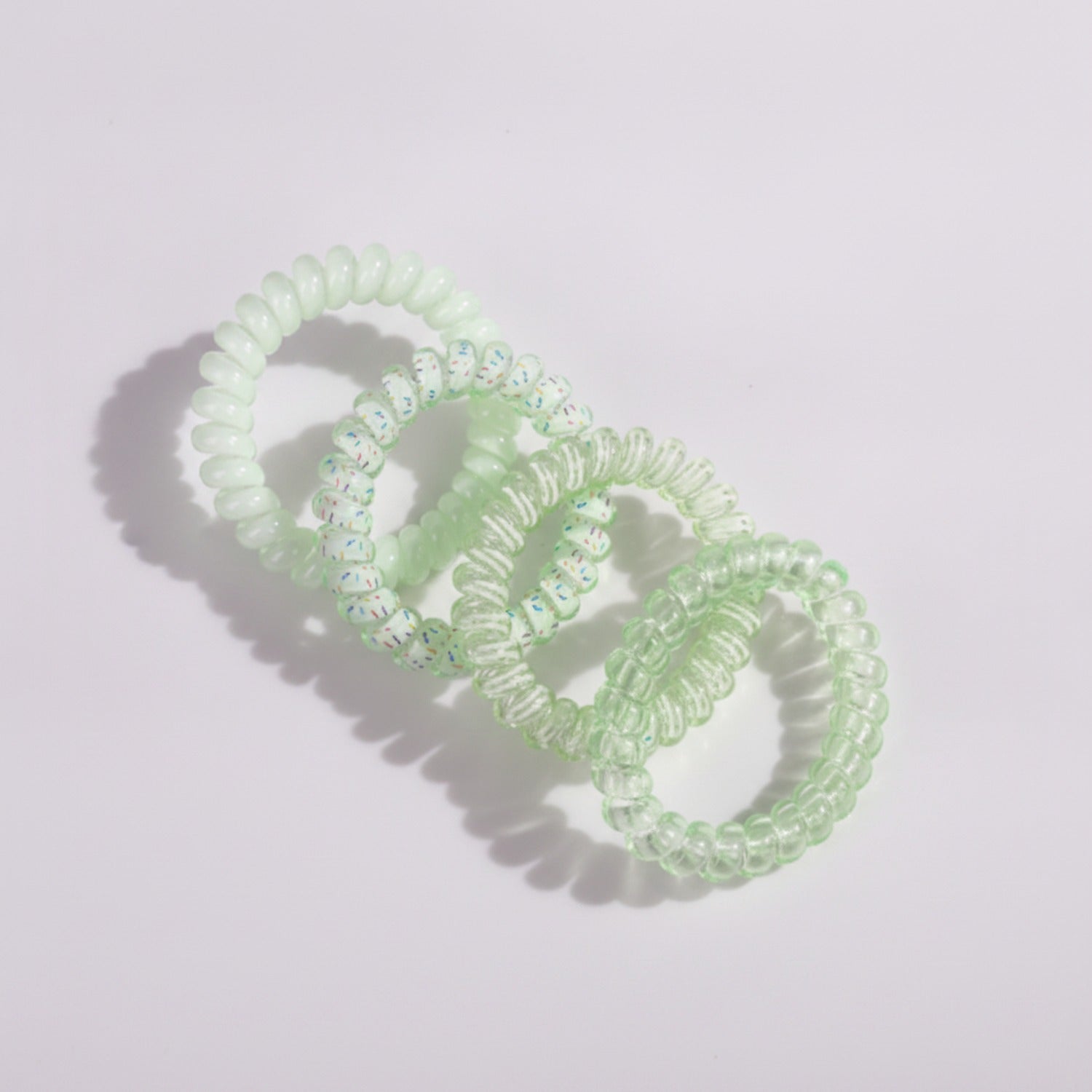 Spiral Hair Coils Rhinestone Mint Green Set