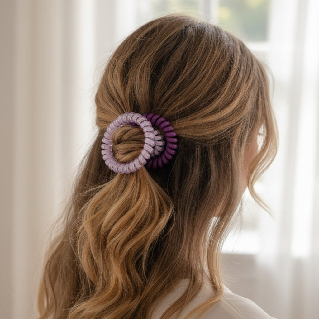 Spiral Coil Hair Ties Pastel Purple Pack