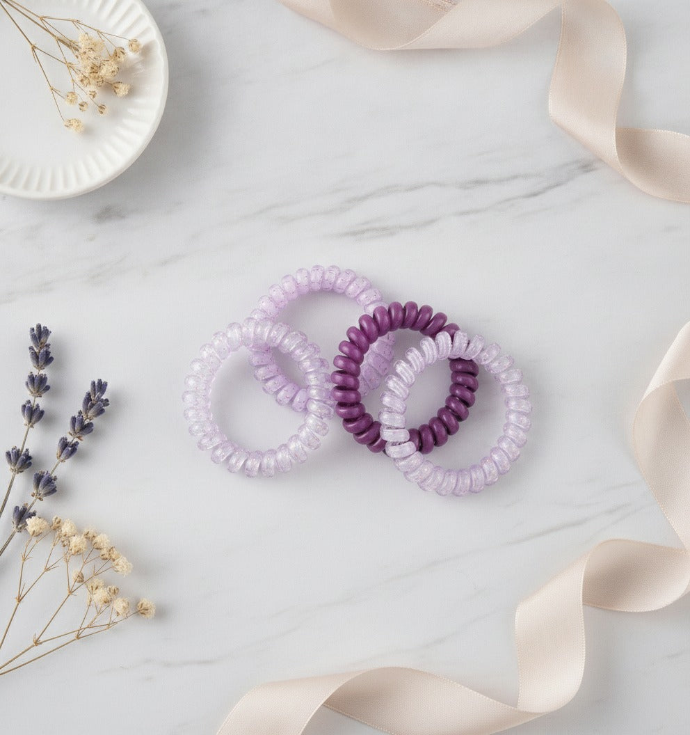 Spiral Coil Hair Ties Pastel Purple Pack – hair accessories (view 2)