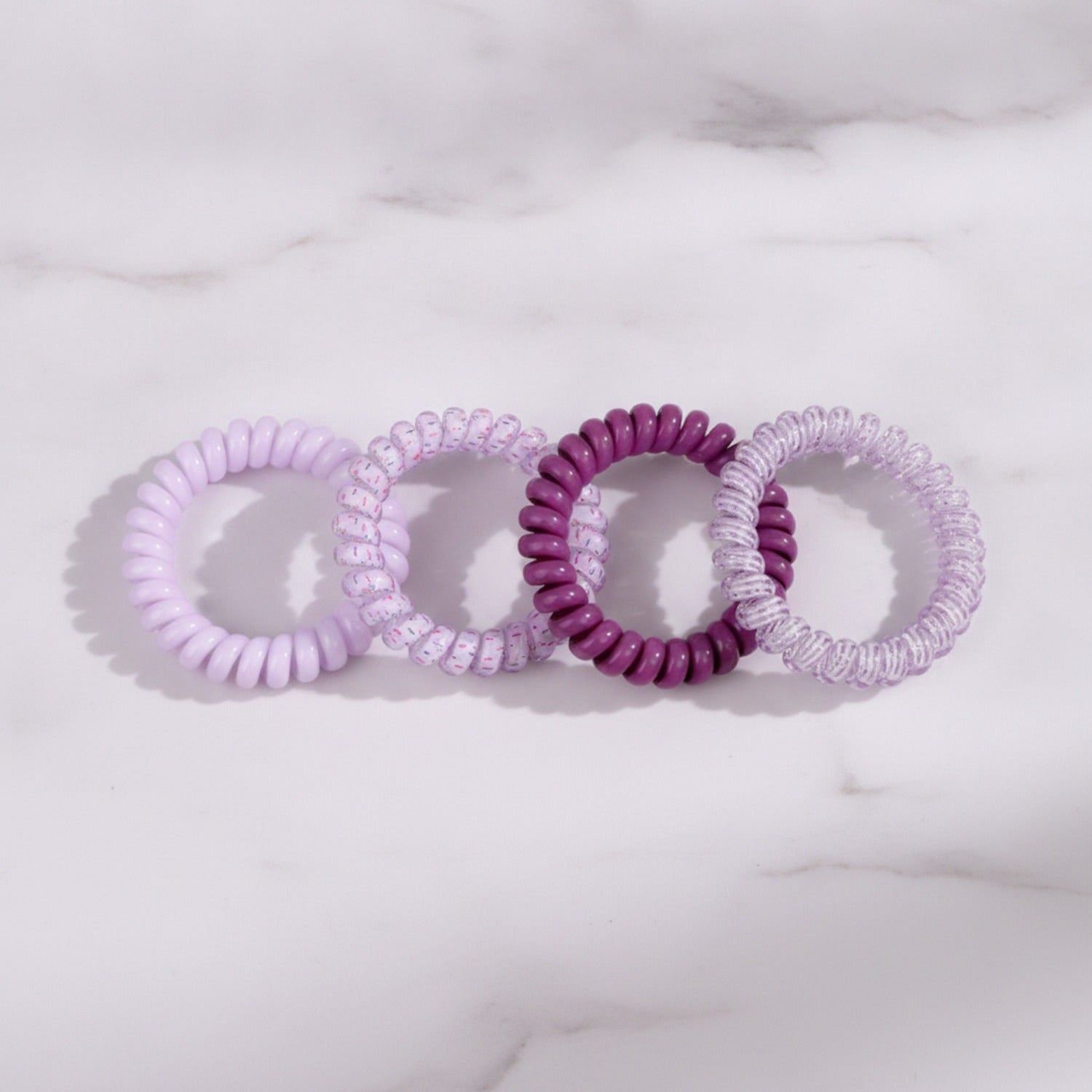 Spiral Coil Hair Ties Pastel Purple Pack
