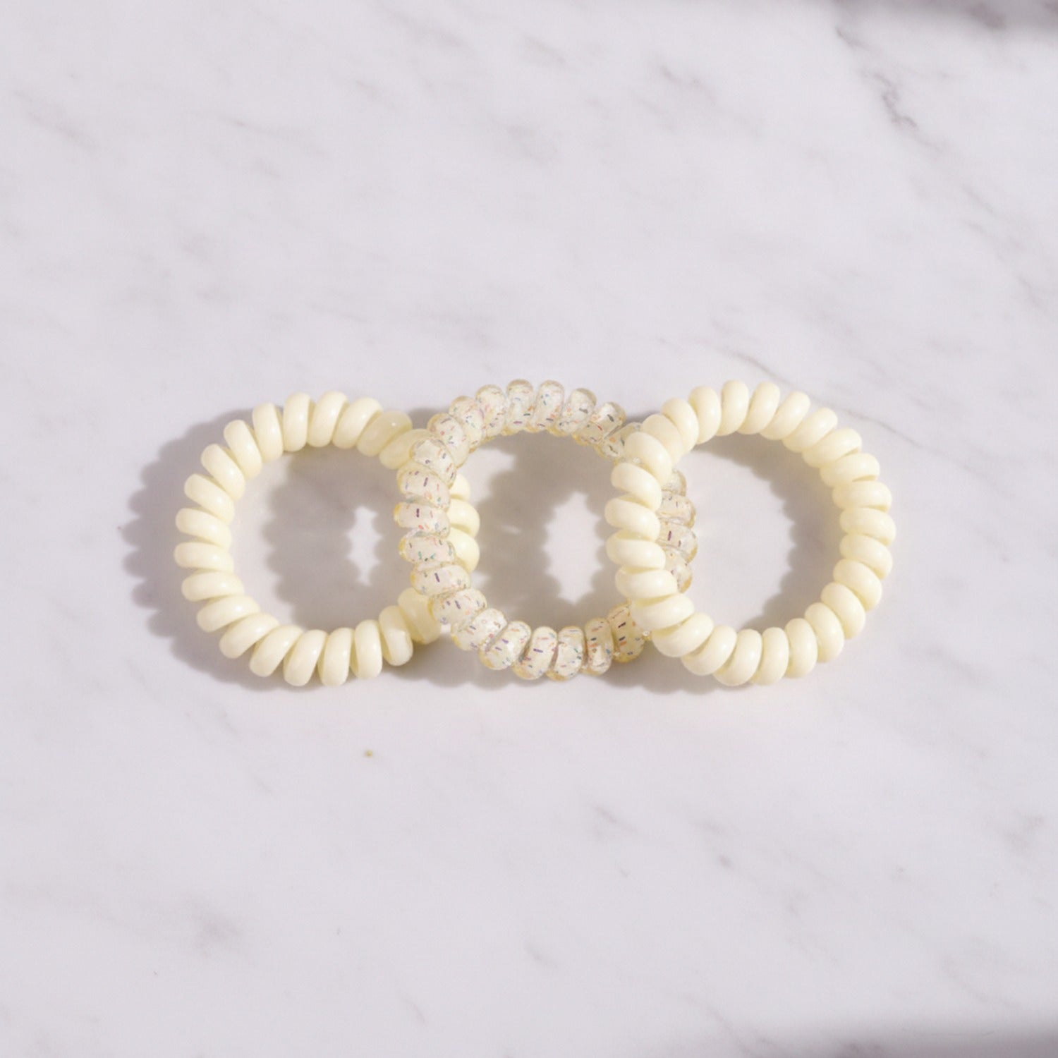 Spiral Hair Ties Beaded Rhinestone Gold Set