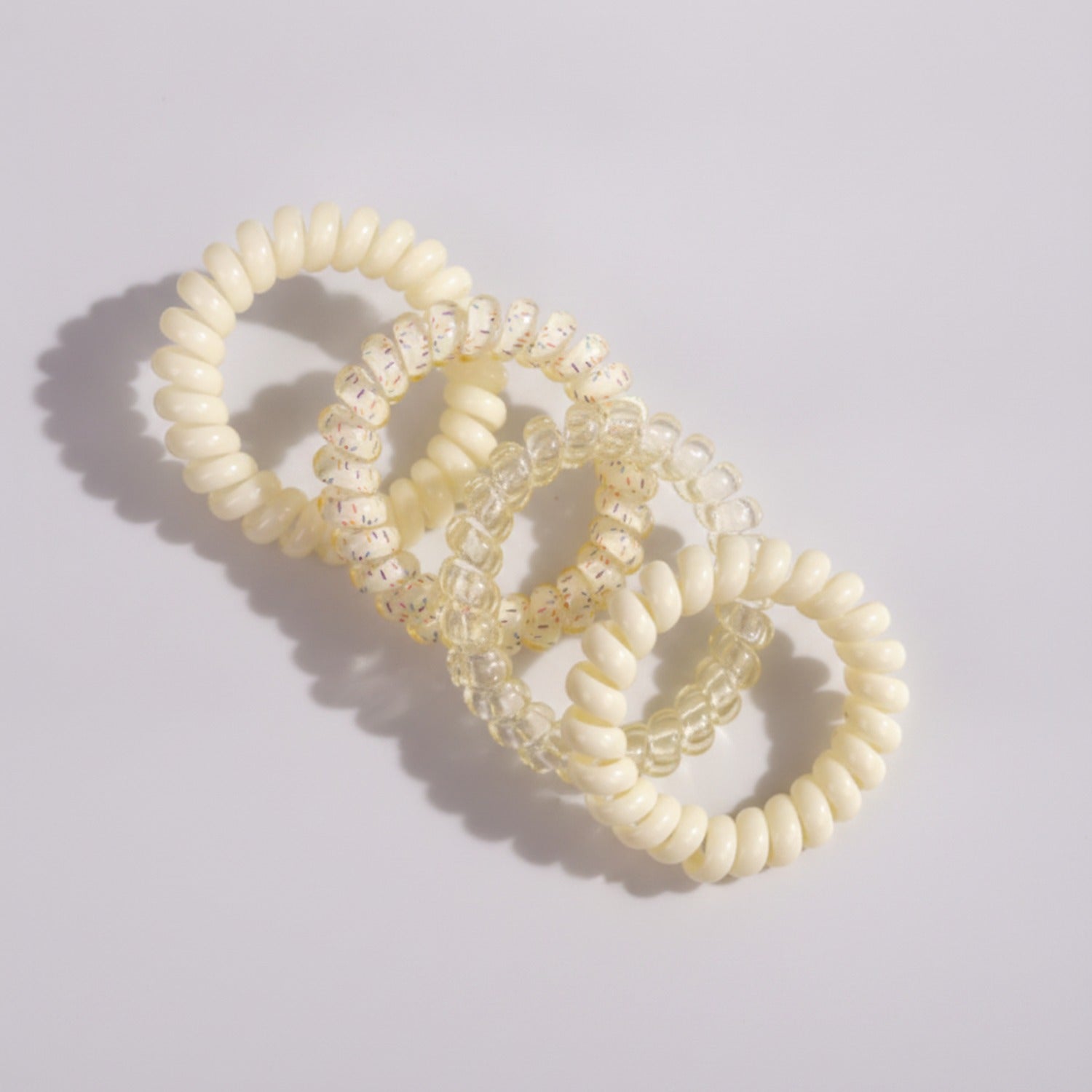 Spiral Hair Ties Beaded Rhinestone Gold Set