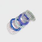 Beaded Spiral Hair Ties Blue Glitter Set