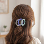 Beaded Spiral Hair Ties Blue Glitter Set