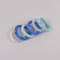 Beaded Spiral Hair Ties Blue Glitter Set – hair accessories (view 1)