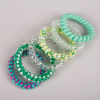 Spiral Hair Ties Colorful Beaded Set