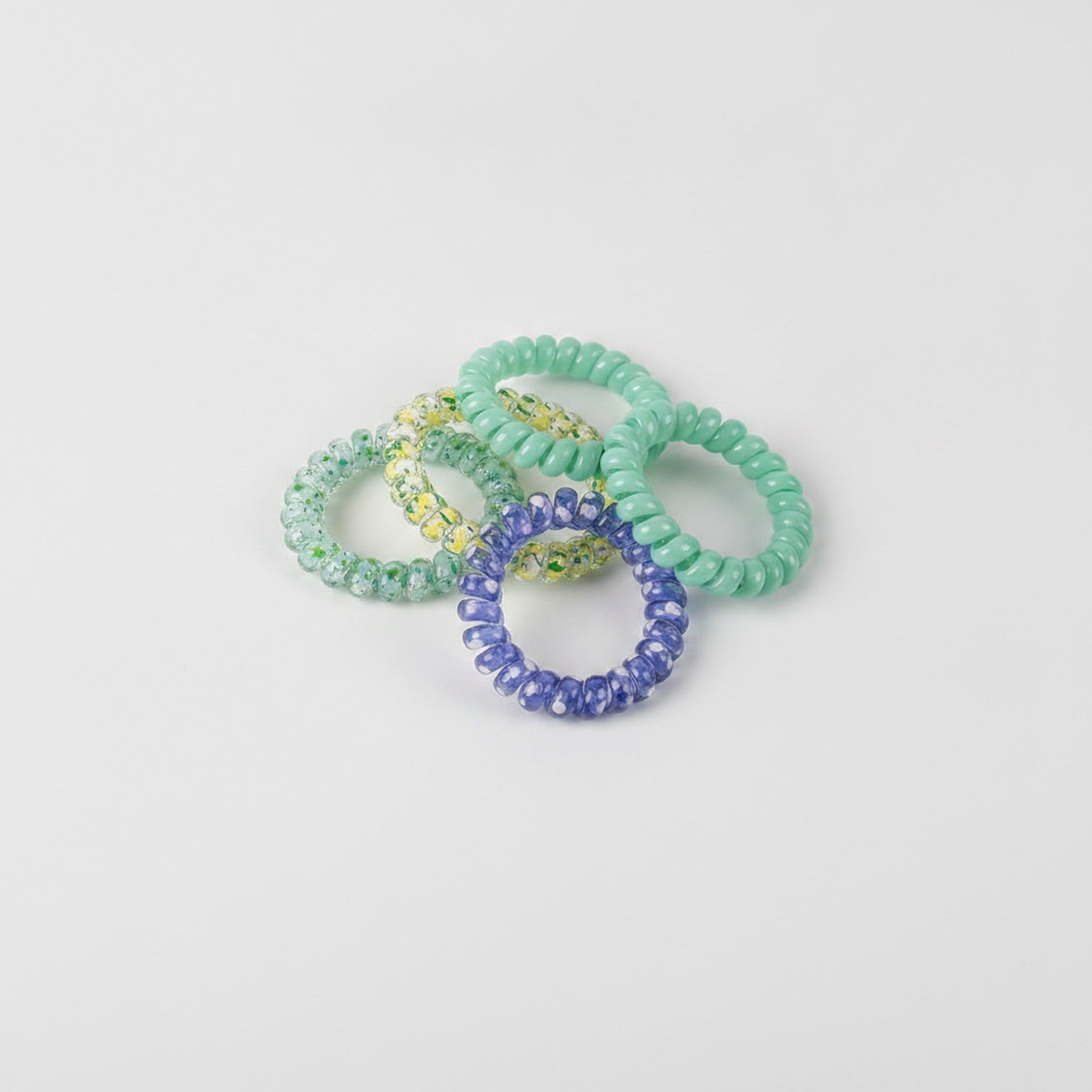 Spiral Hair Ties Colorful Beaded Set