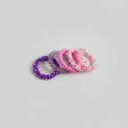 Spiral Hair Ties Rhinestone Beaded Set Purple Pink