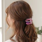 Spiral Hair Ties Rhinestone Beaded Set Purple Pink