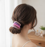 Spiral Hair Ties Rhinestone Beaded Set Purple Pink – hair accessories (view 2)