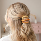 Beaded Spiral Hair Ties Set Orange