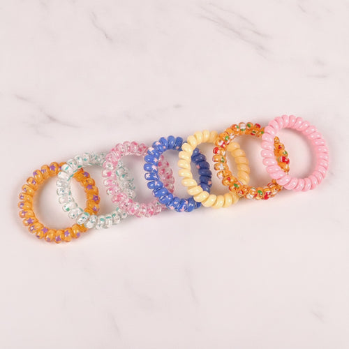 Beaded Spiral Hair Ties Set Orange