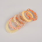 Beaded Spiral Hair Ties Set Orange – hair accessories (view 1)