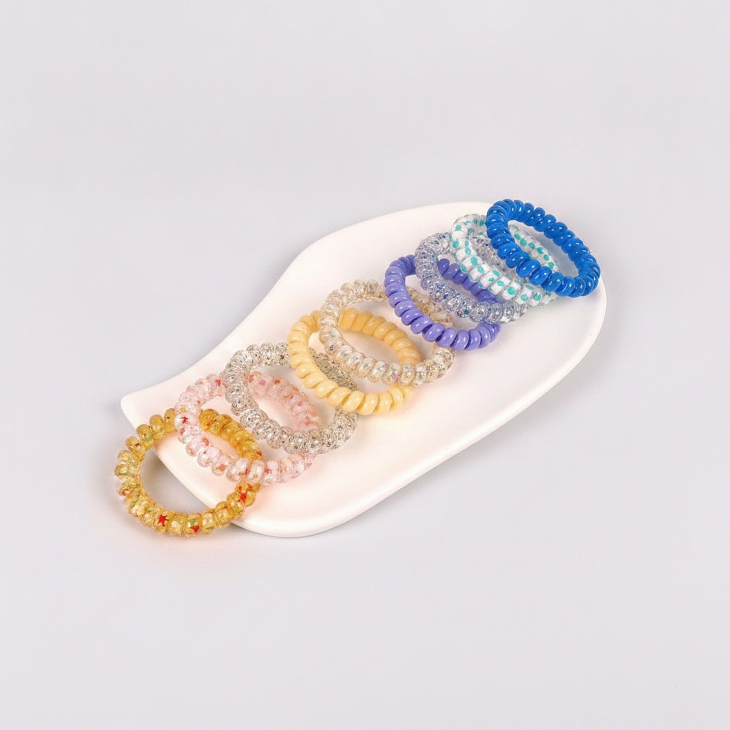 Beaded Spiral Hair Ties Set Orange