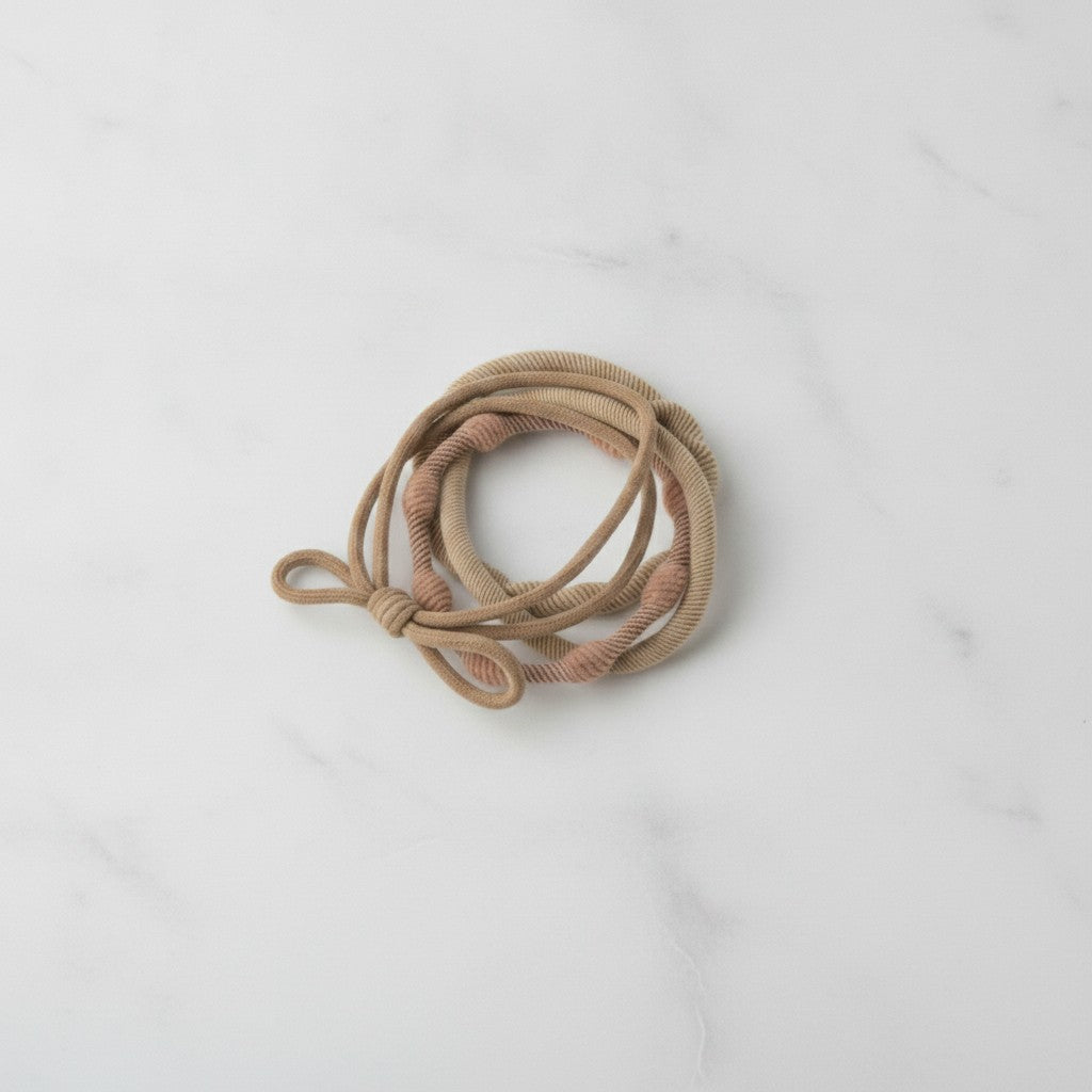 Textured Rope Hair Ties Brown Set – hair accessories (view 2)