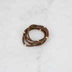 Brown Hair Ties With Gold Beaded Accents – hair accessories (view 2)