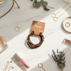 Brown Hair Ties With Gold Beaded Accents – hair accessories (view 3)