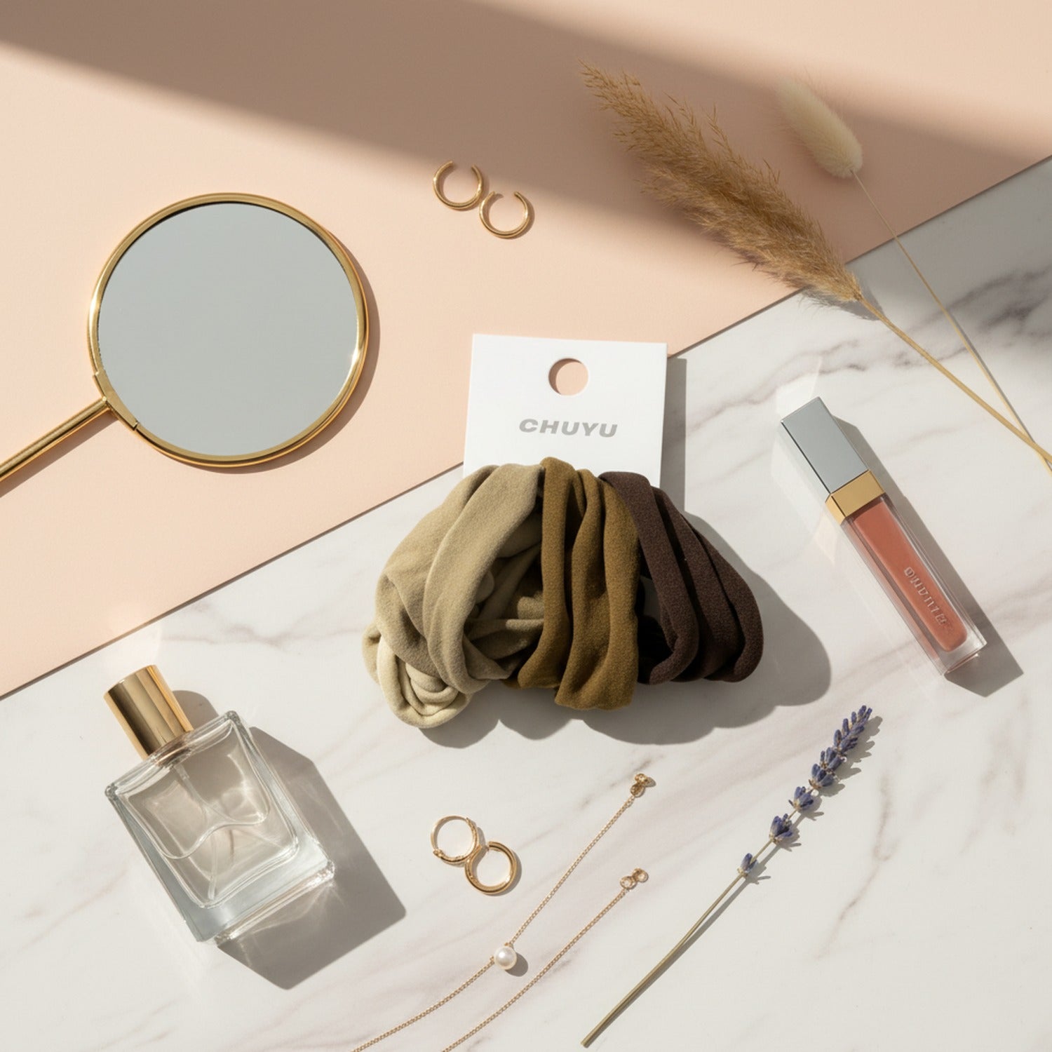 Neutral Tone Hair Scrunchie Set Pack – hair accessories (view 3)