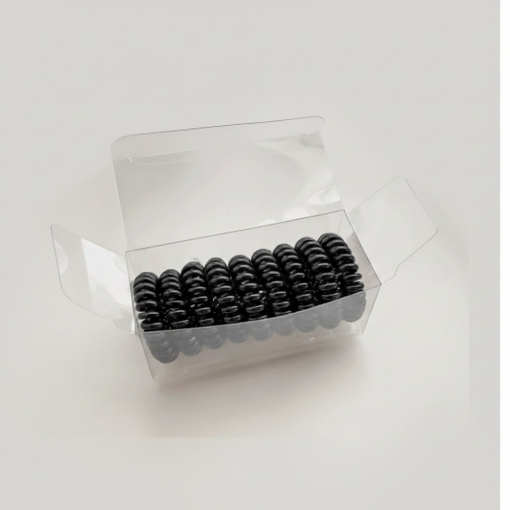 Black Spiral Coil Hair Ties Set