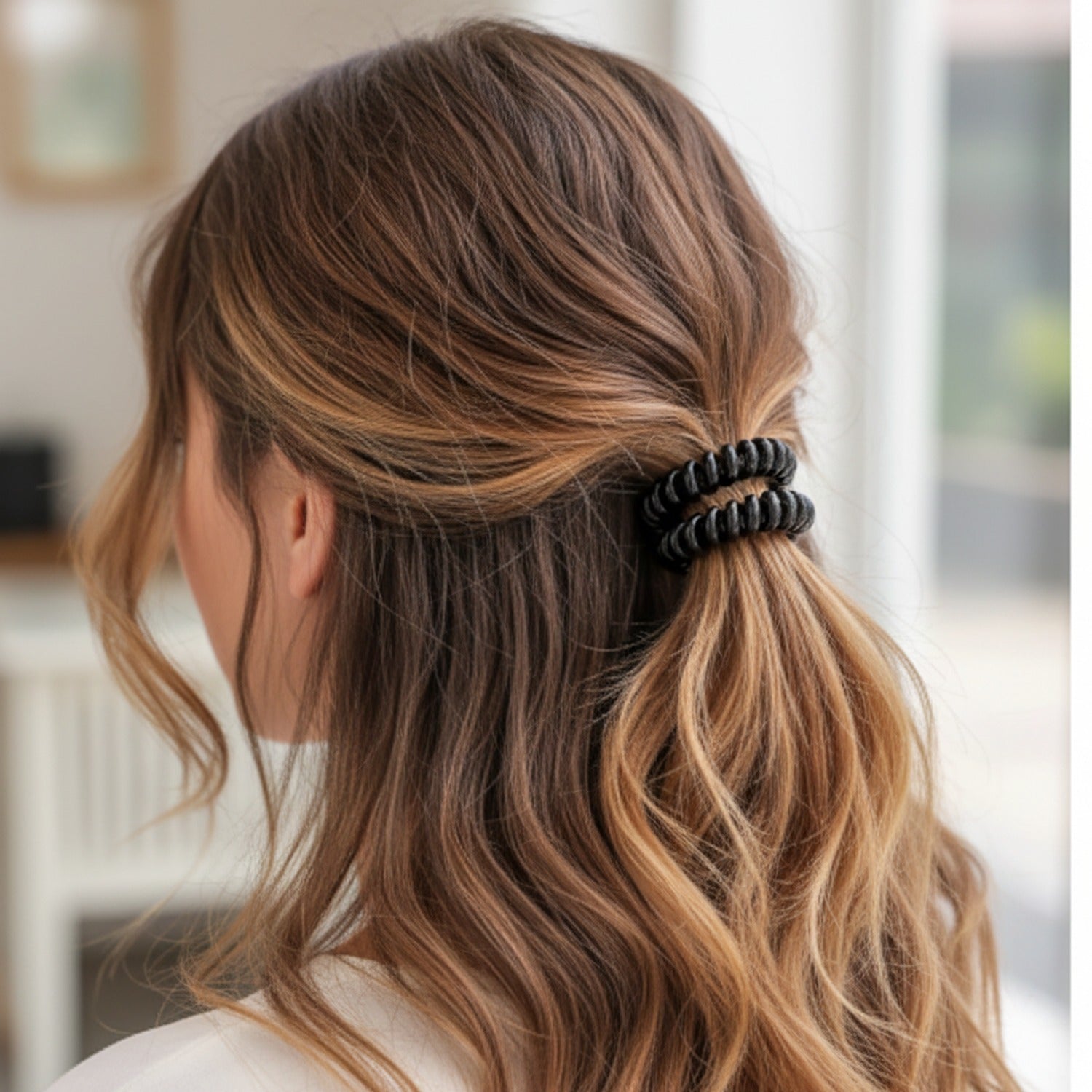 Black Spiral Coil Hair Ties Set