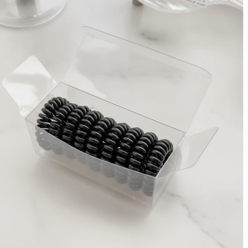 Black Spiral Coil Hair Ties Set