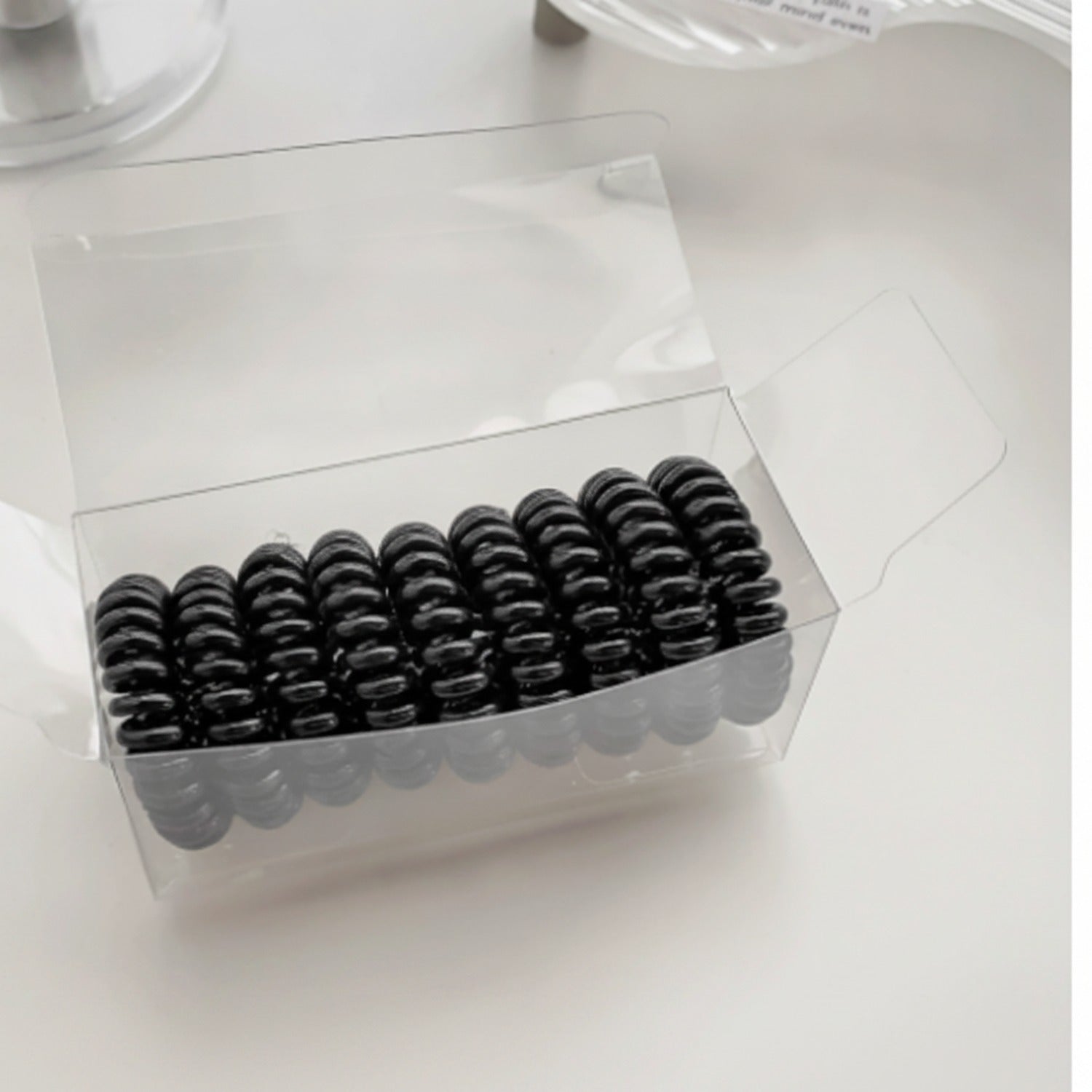 Black Spiral Coil Hair Ties Set