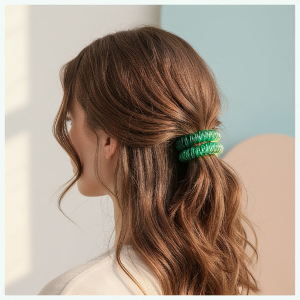 Spiral Hair Coils Ombre Green Gradient Set