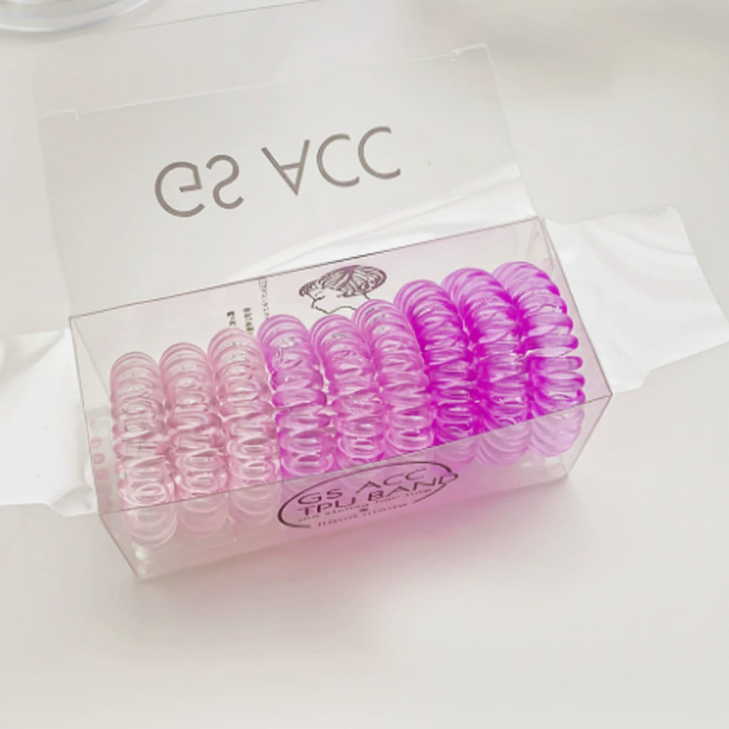 Spiral Coil Hair Ties Pink Gradient Set