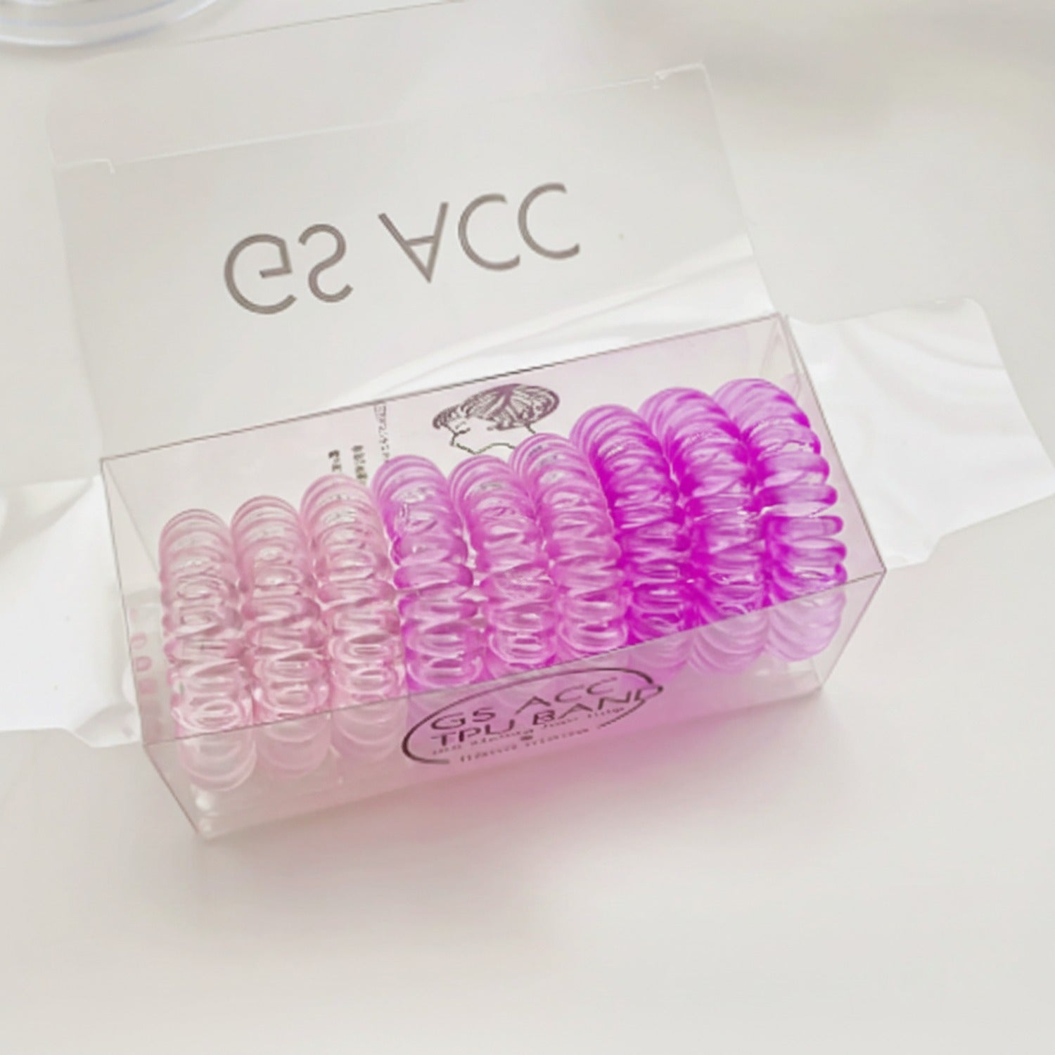 Spiral Coil Hair Ties Pink Gradient Set