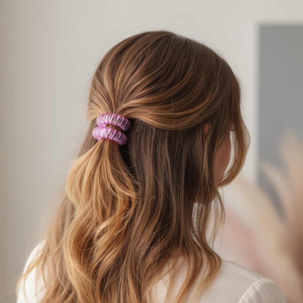 Spiral Coil Hair Ties Pink Gradient Set