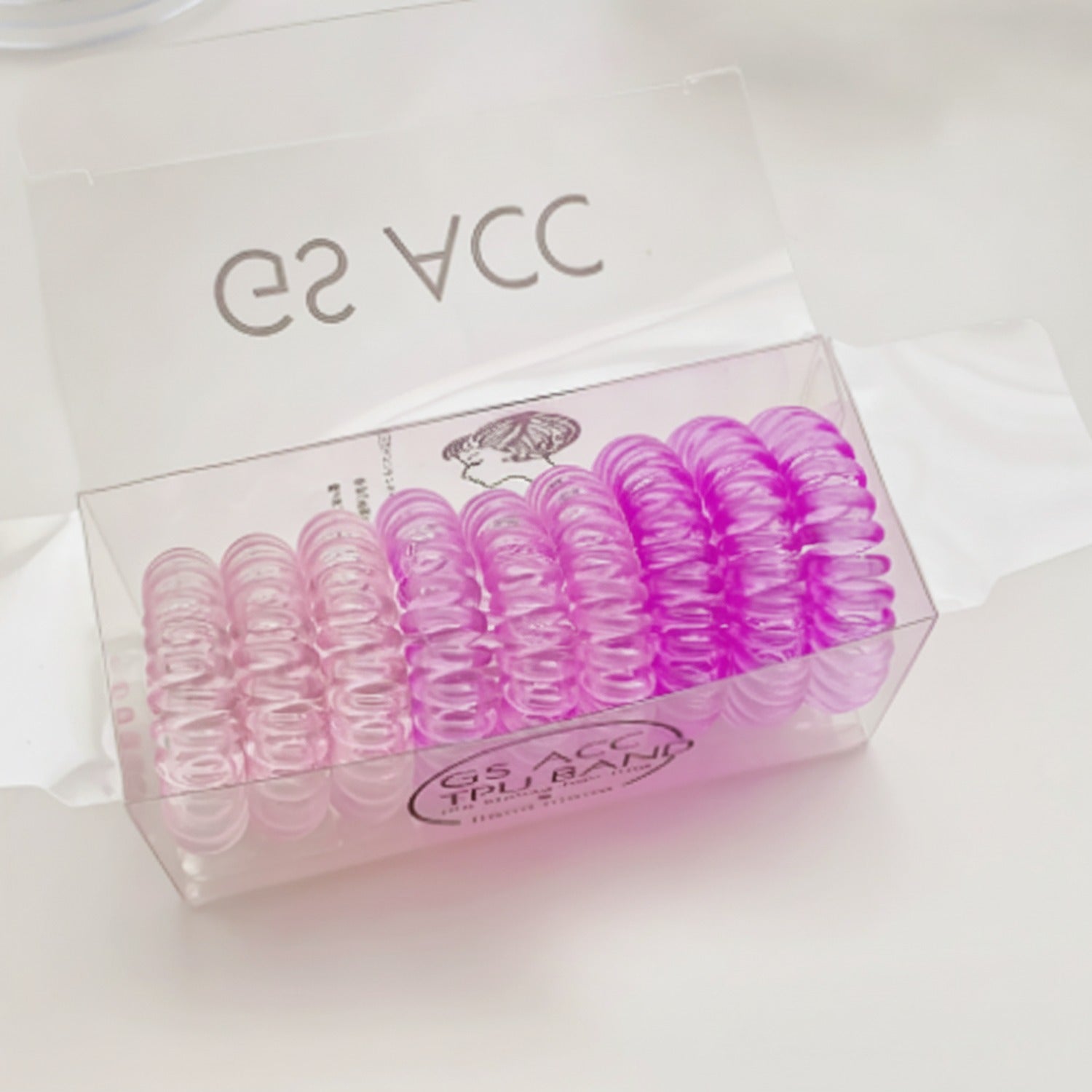 Spiral Coil Hair Ties Pink Gradient Set