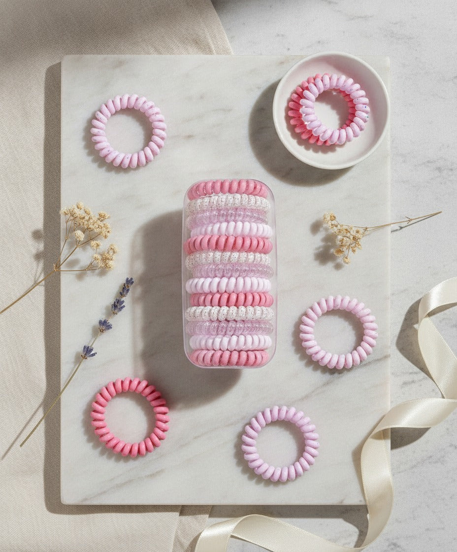 Spiral Hair Coil Set in Pink Tones – hair accessories (view 2)
